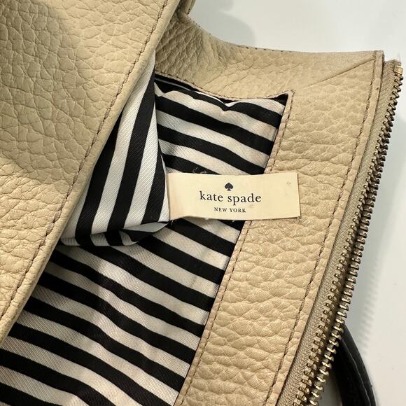 Kate Spade Southport Avenue Carmen Convertible Pebble Leather Beige & Black - Picture 7 of 10